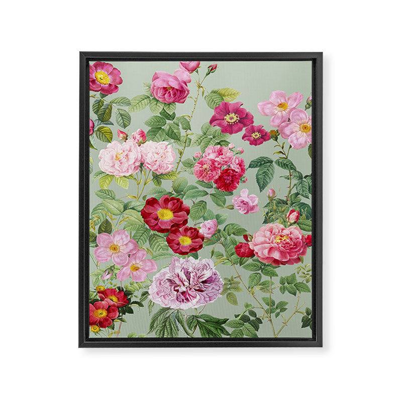 Pink Bloom Botanical Collage Framed Canvas Print Gallery Image 6