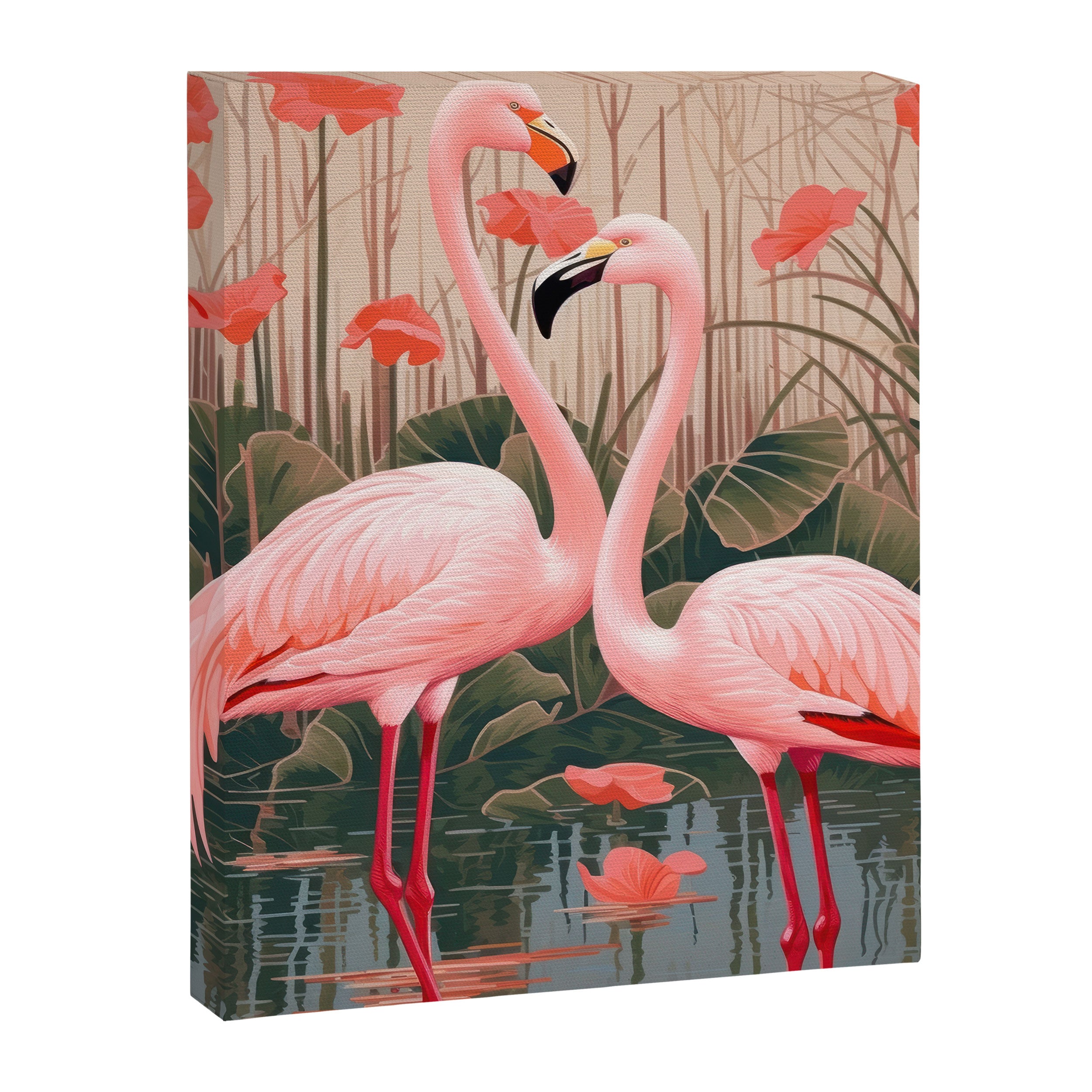 Pink Flamingo Pair In The Bloom Canvas Print Gallery Image 6