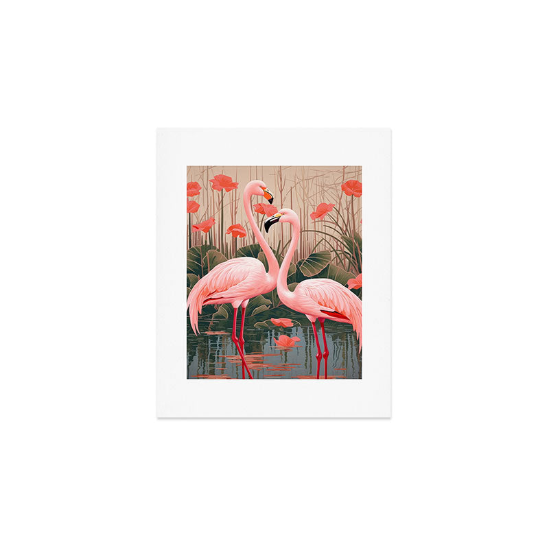 Pink Flamingo Pair In The Bloom Art Print Gallery Image 1