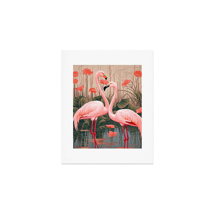 Pink Flamingo Pair In The Bloom Art Print Gallery Image 1