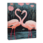 Pink Flamingos Pair In The Teal Rain Canvas Print Gallery Image 6