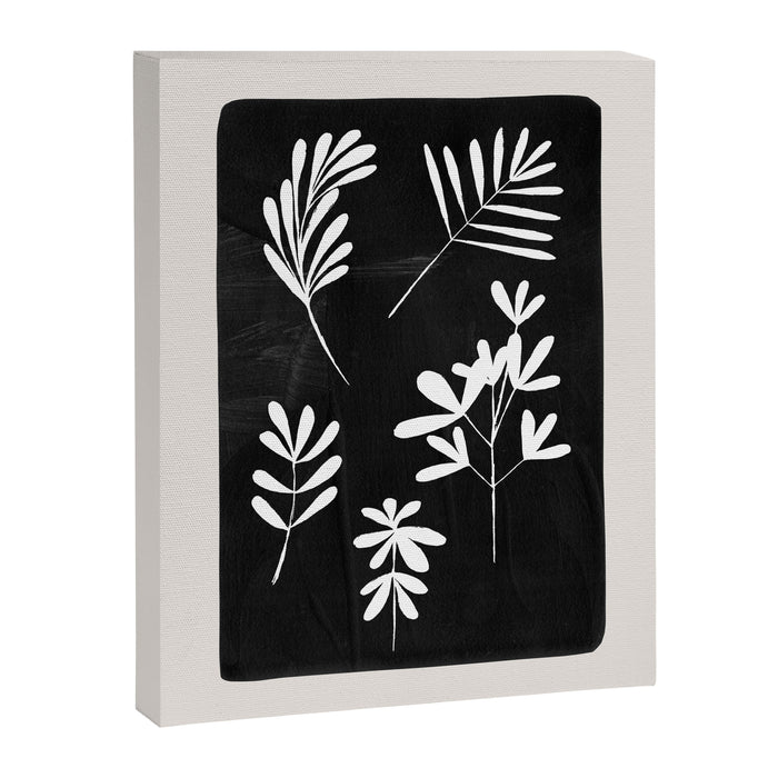 Plant Fossils Line Drawing Black Illustration Paper Collage Night Sky Minimalist Midcentury by Ejaaz Haniff  Canvas Print Gallery Image 1