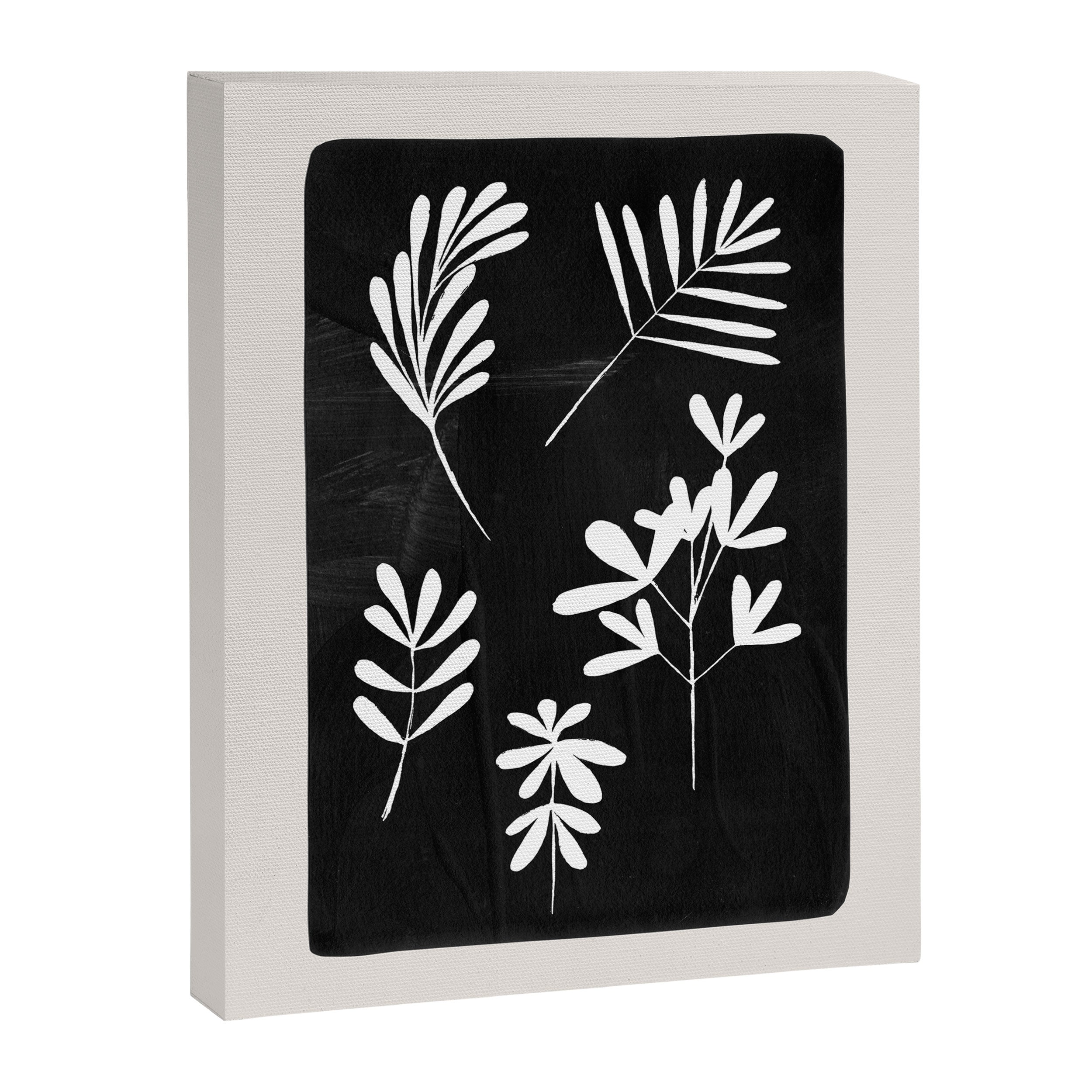 Plant Fossils Line Drawing Black Illustration Paper Collage Night Sky Minimalist Midcentury by Ejaaz Haniff  Canvas Print Gallery Image 6