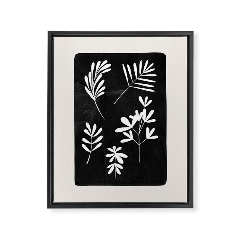 Plant Fossils Line Drawing Black Illustration Paper Collage Night Sky Minimalist Midcentury by Ejaaz Haniff  Framed Canvas Print Gallery Image 6