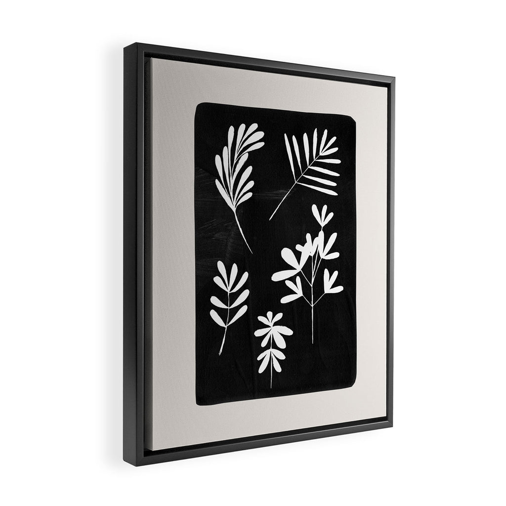 Plant Fossils Line Drawing Black Illustration Paper Collage Night Sky Minimalist Midcentury by Ejaaz Haniff  Framed Canvas Print Gallery Image 2