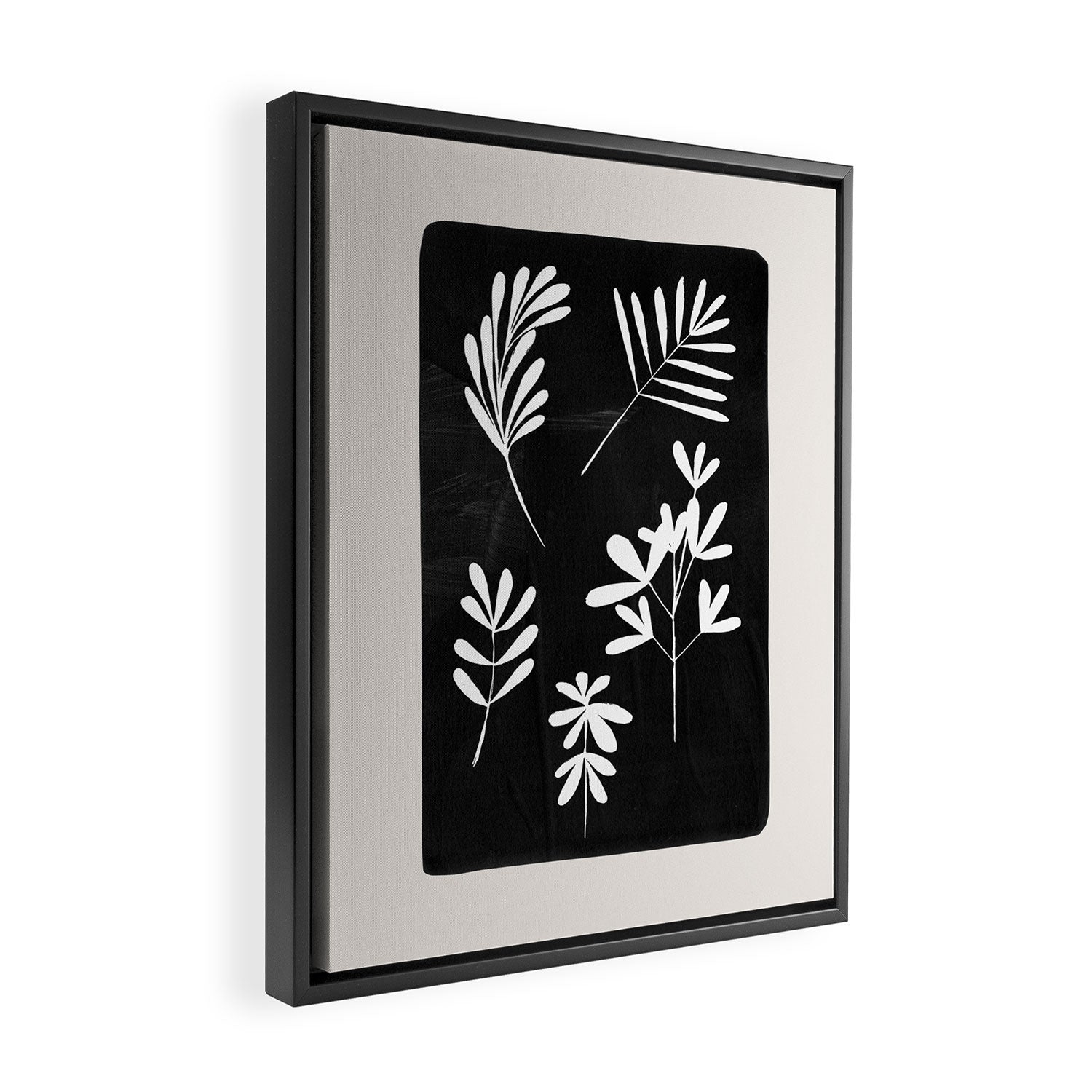 Plant Fossils Line Drawing Black Illustration Paper Collage Night Sky Minimalist Midcentury by Ejaaz Haniff  Framed Canvas Print Gallery Image 2