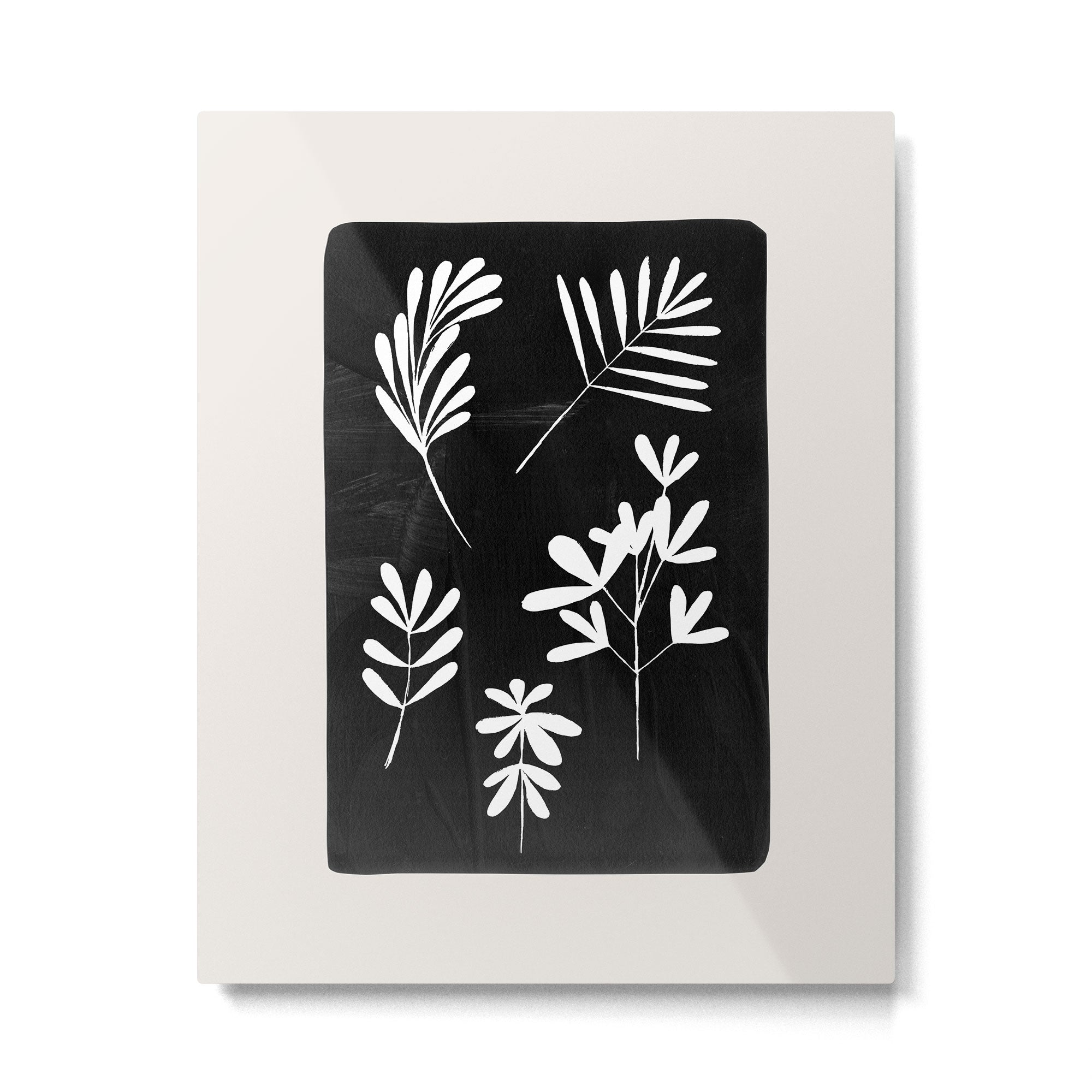 Plant Fossils Line Drawing Black Illustration Paper Collage Night Sky Minimalist Midcentury by Ejaaz Haniff  Metal Print Gallery Image 4