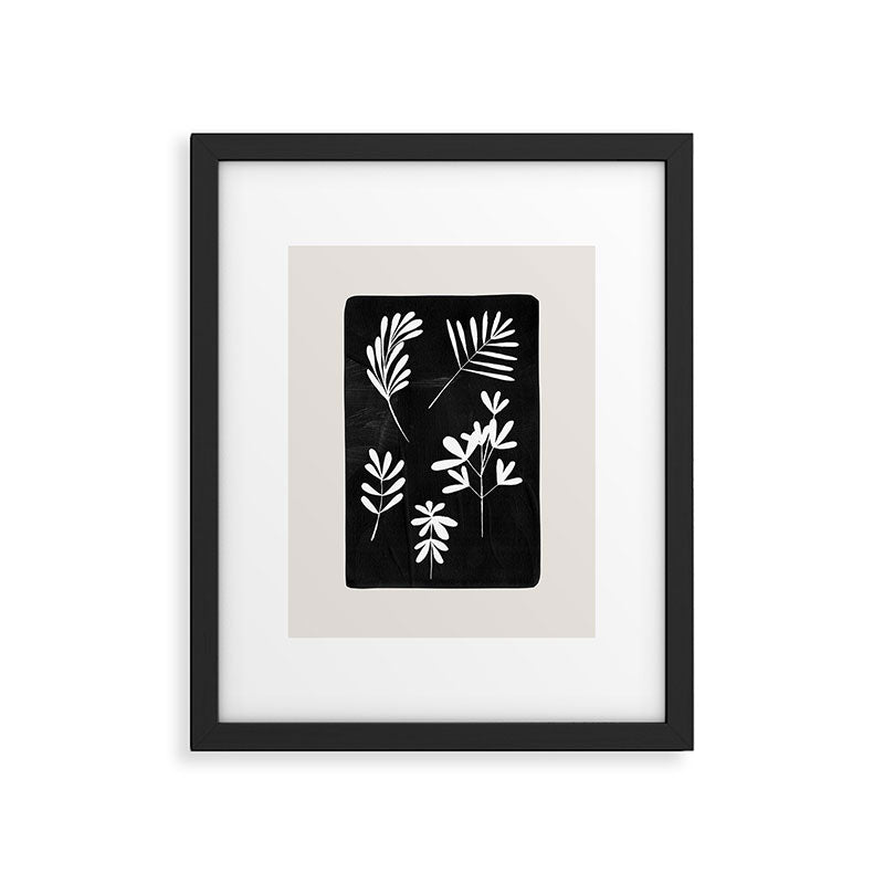 Plant Fossils Line Drawing Black Illustration Paper Collage Night Sky Minimalist Midcentury by Ejaaz Haniff  Framed Art Print Gallery Image 5