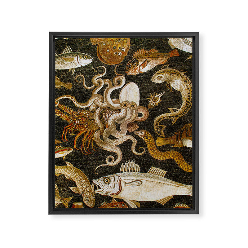 Pompeii Mosaic Ocean Creatures  Framed Canvas Print Gallery Image 8