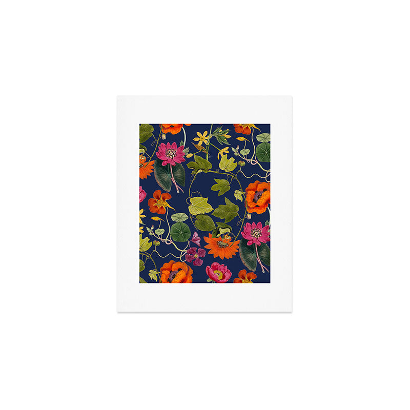 Pond Life Indigo Art Print Gallery Image 1