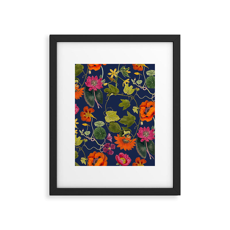 Pond Life Indigo Framed Art Print Gallery Image 6