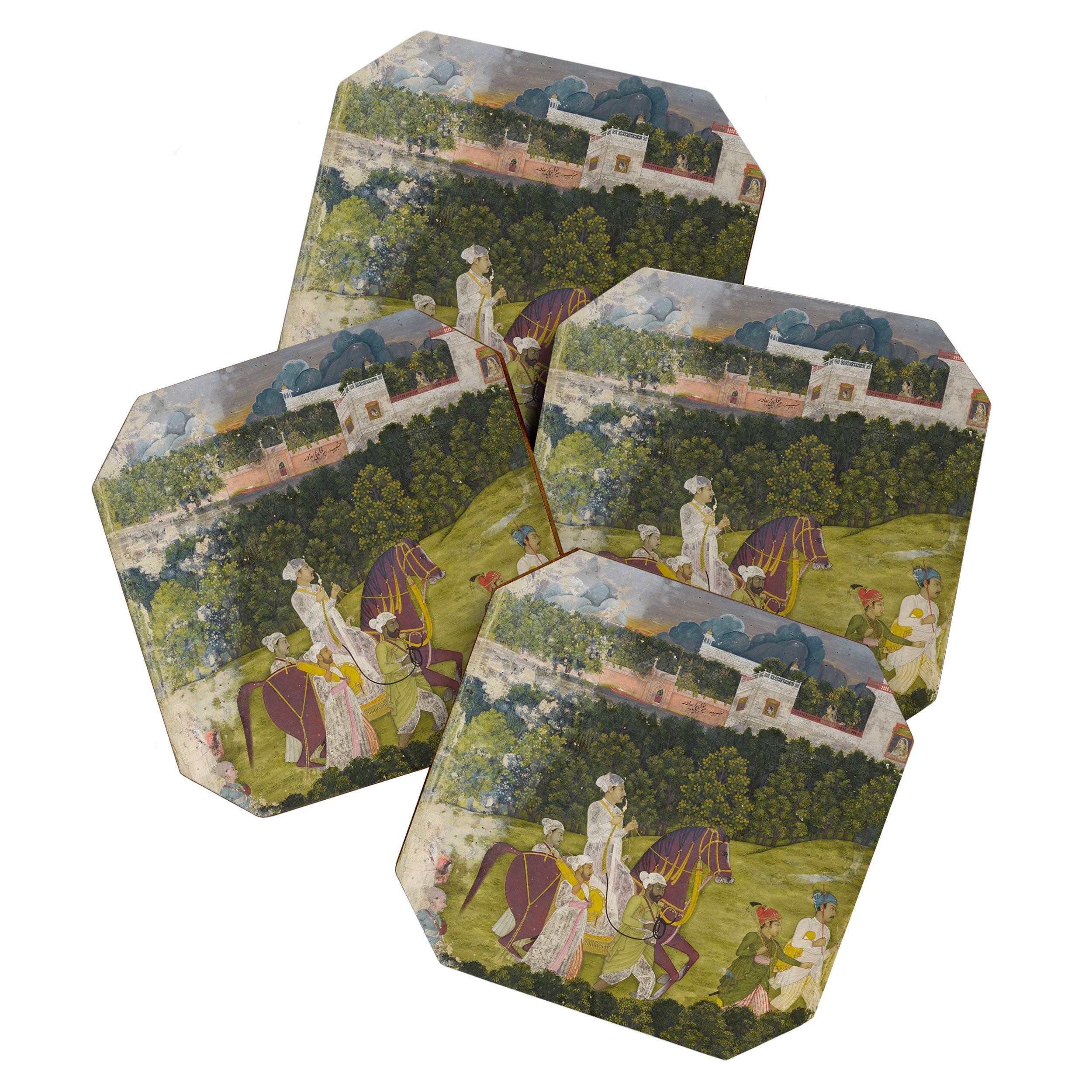 Portrait of a nawab Antique Indian Miniature Painted Illustration Coaster Gallery Image 1