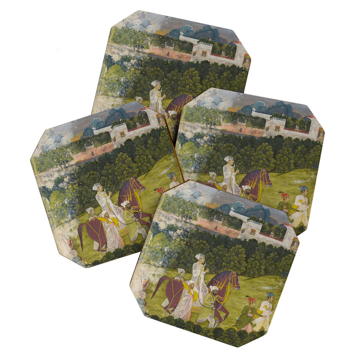 Portrait of a nawab Antique Indian Miniature Painted Illustration Coaster Gallery Image 1