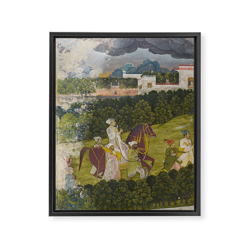 Portrait of a nawab Antique Indian Miniature Painted Illustration Framed Canvas Print Gallery Image 6