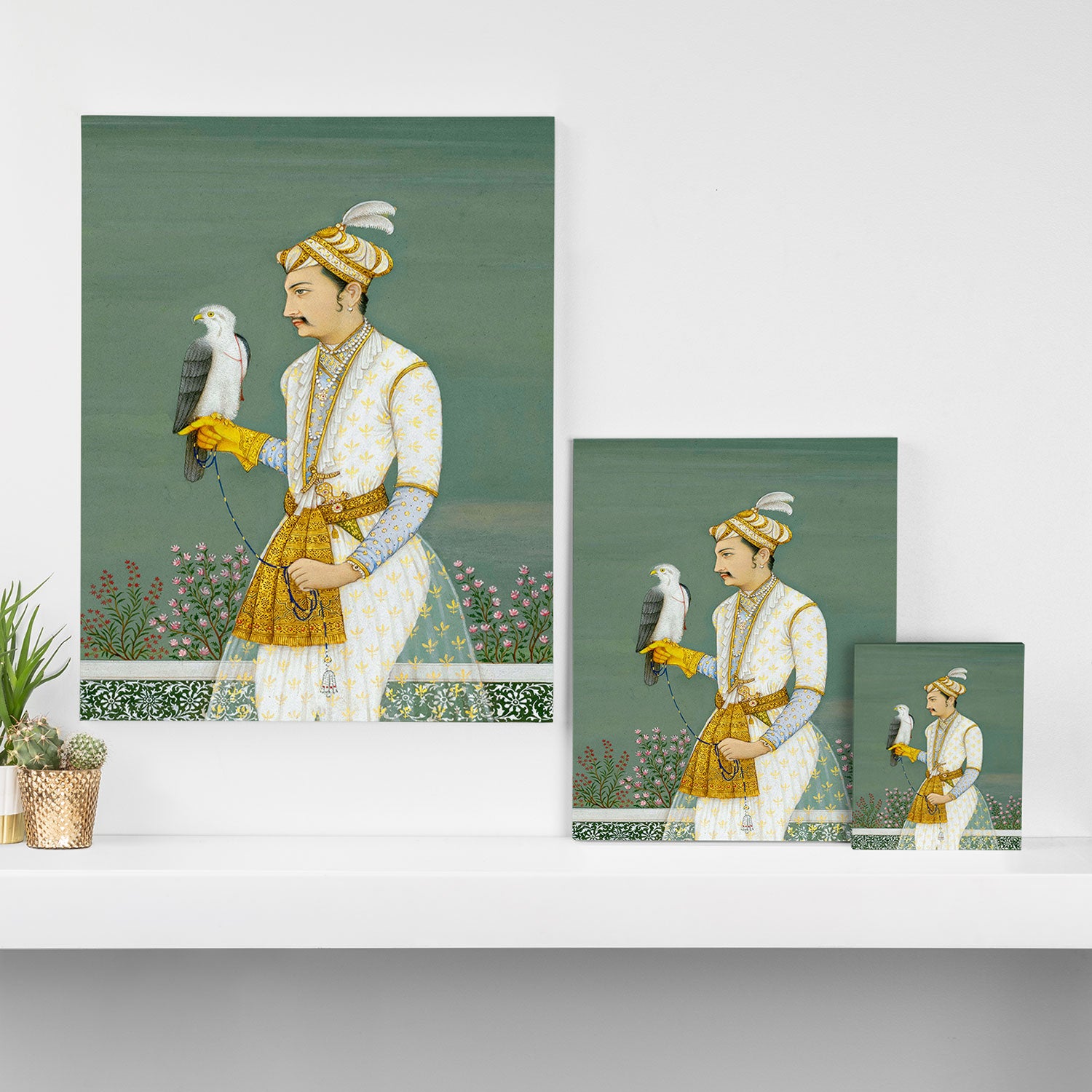 Portrait of a Prince with a Hawk 1700s India, Mughal, 18th century Indian Miniature Painting  Canvas Print Gallery Image 3