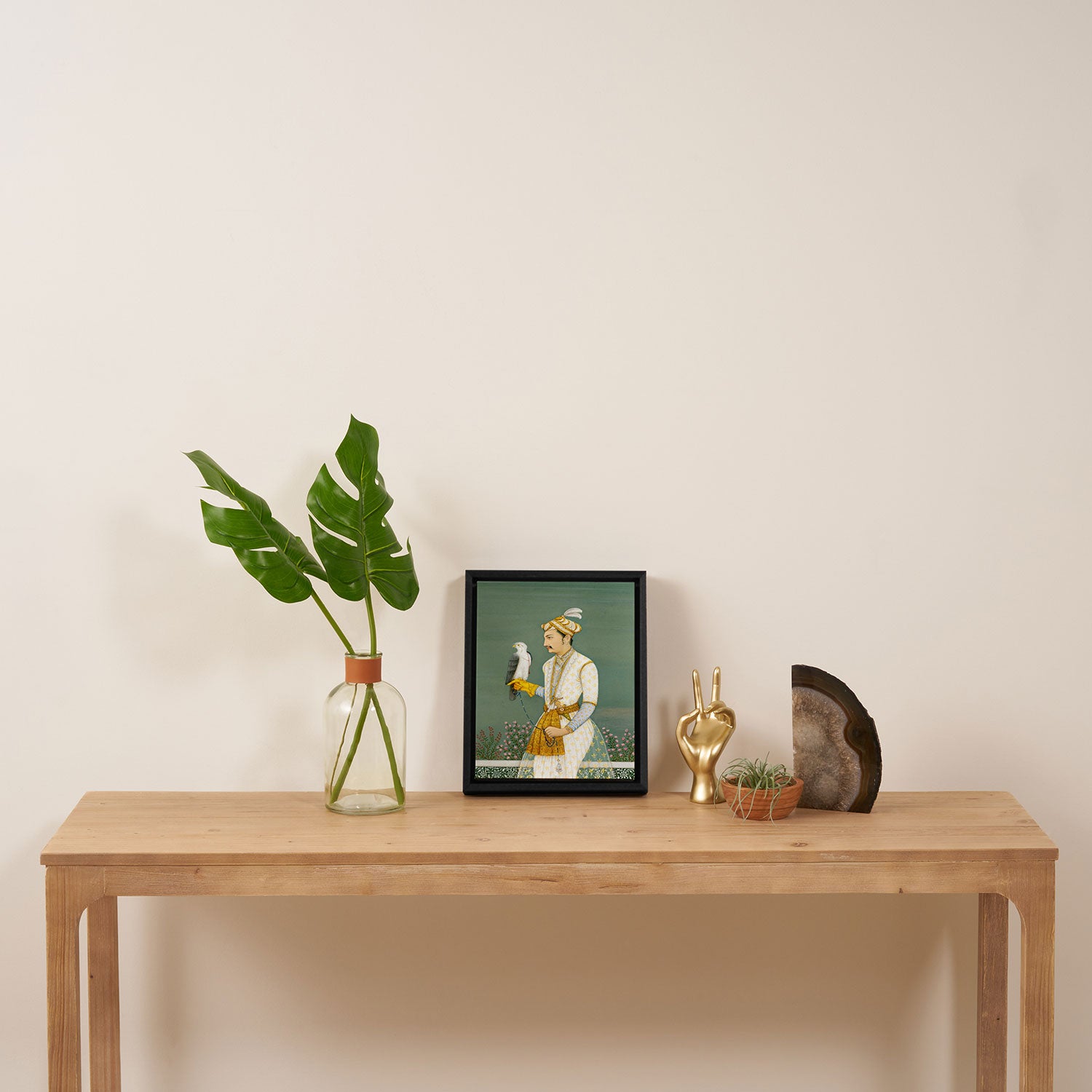 Portrait of a Prince with a Hawk 1700s India, Mughal, 18th century Indian Miniature Painting  Framed Canvas Print Gallery Image 4