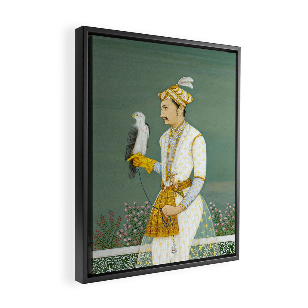 Portrait of a Prince with a Hawk 1700s India, Mughal, 18th century Indian Miniature Painting  Framed Canvas Print Gallery Image 2