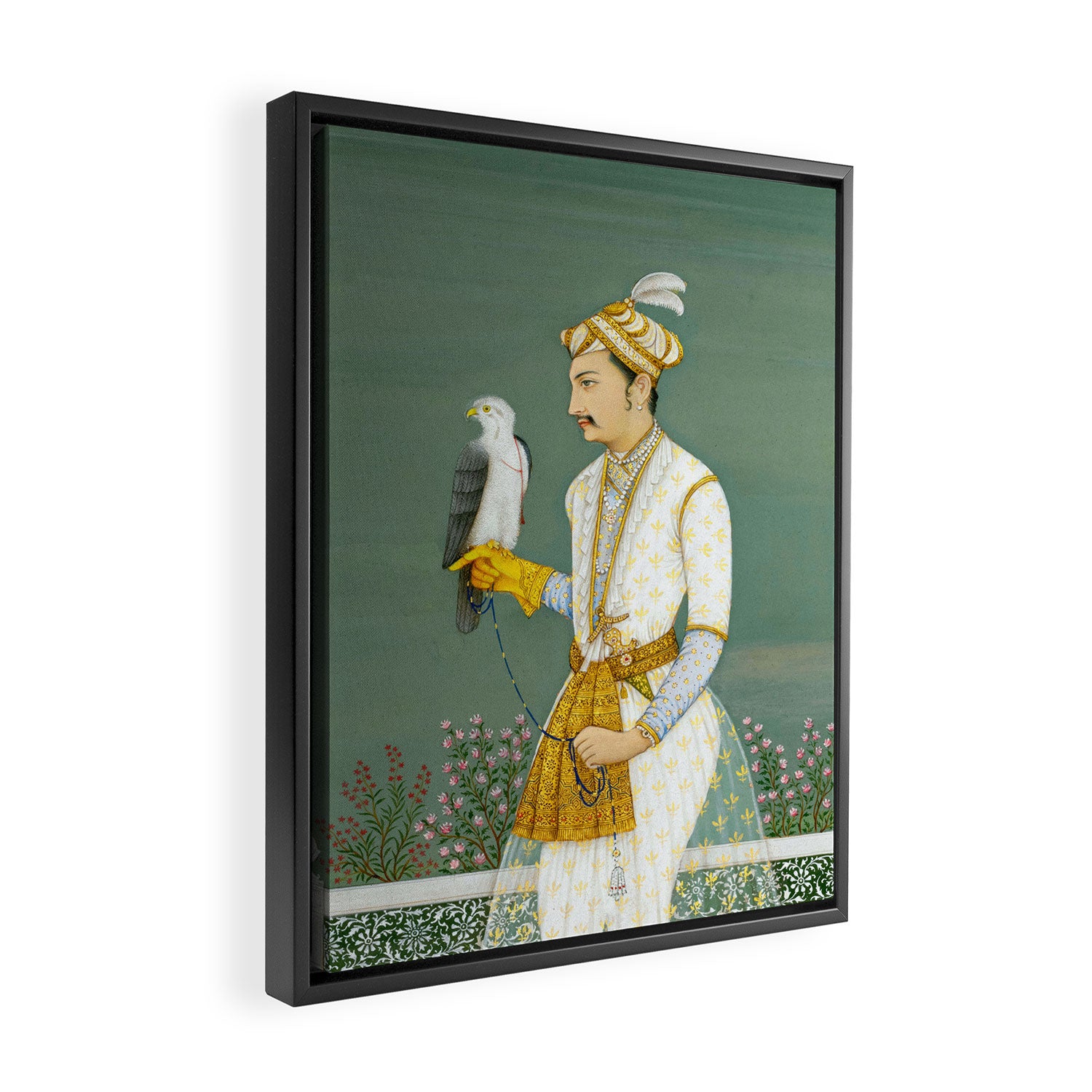 Portrait of a Prince with a Hawk 1700s India, Mughal, 18th century Indian Miniature Painting  Framed Canvas Print Gallery Image 2