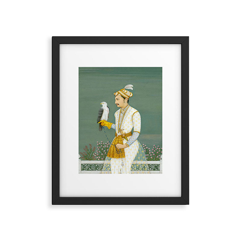 Portrait of a Prince with a Hawk 1700s India, Mughal, 18th century Indian Miniature Painting  Framed Art Print Gallery Image 5