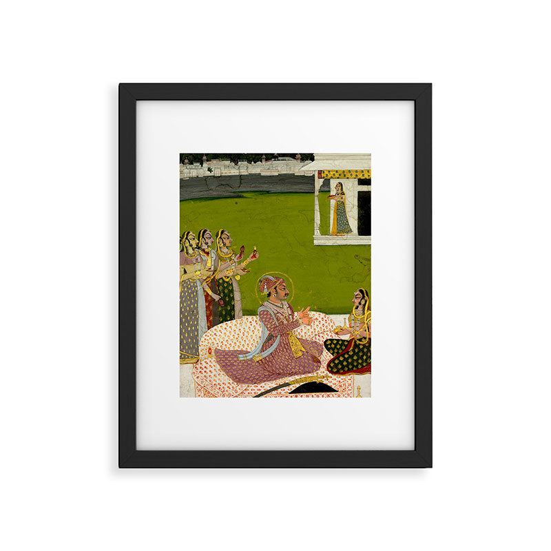 Portrait of Maharaja Savant Singh with Consort, Bani Thani. Indian Rajasthan Folk Art  Framed Art Print Gallery Image 5