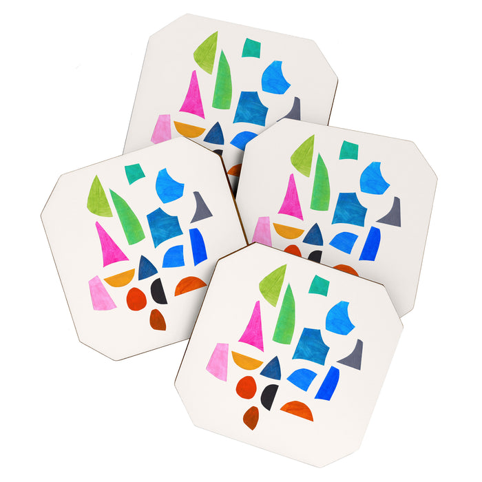 'Possibilities' Mid Century Modern Minimalist Paper Collage Rainbow Colors Coaster Gallery Image 1