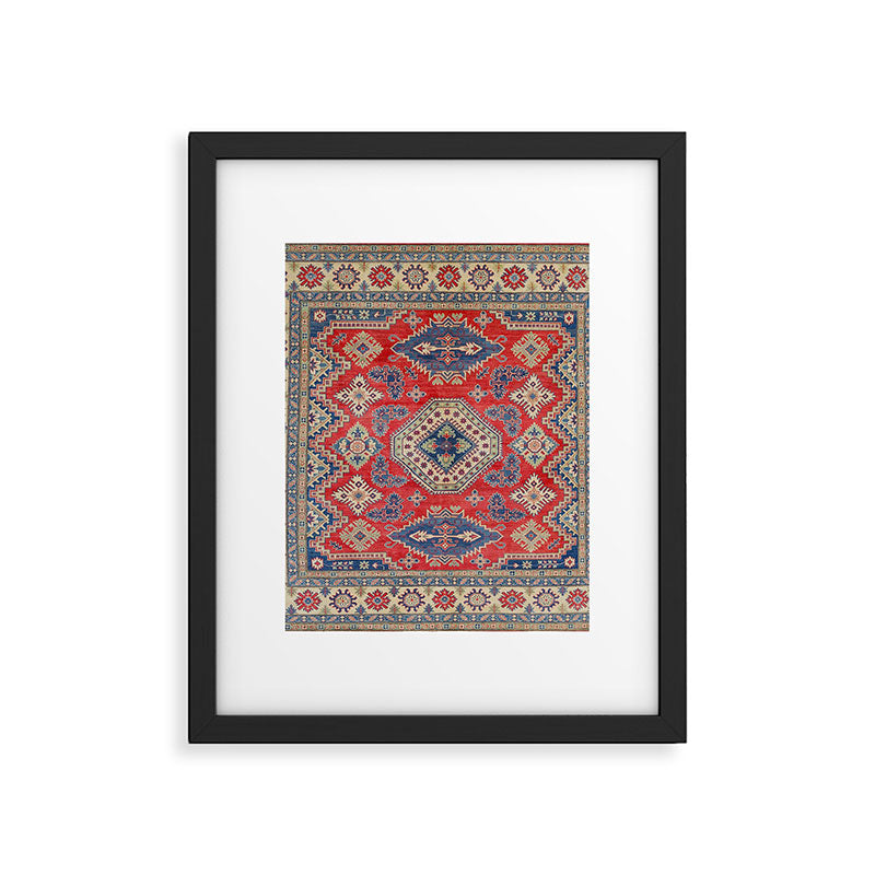 Precious Labryrinth Kazak Persian Handmade Rugs  Framed Art Print Gallery Image 6