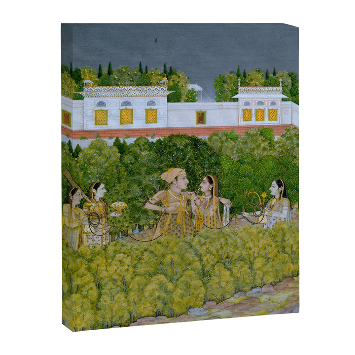 Prince and Ladies in a Garden  Nidha Mal Indian Canvas Print Gallery Image 1