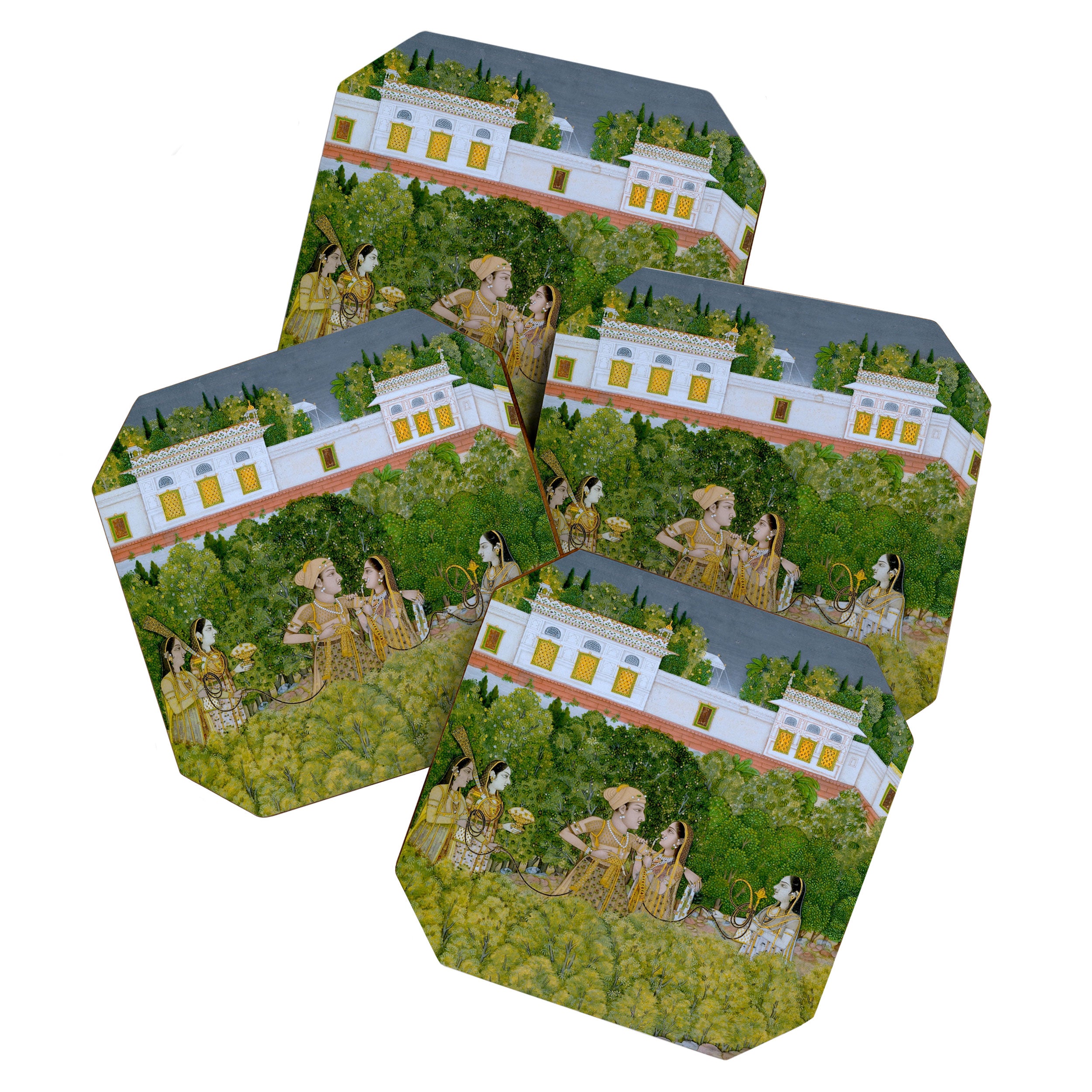 Prince and Ladies in a Garden  Nidha Mal Indian Coaster Gallery Image 1