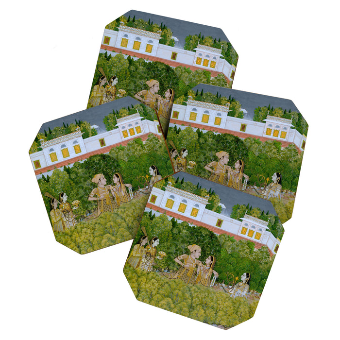 Prince and Ladies in a Garden  Nidha Mal Indian Coaster Gallery Image 1
