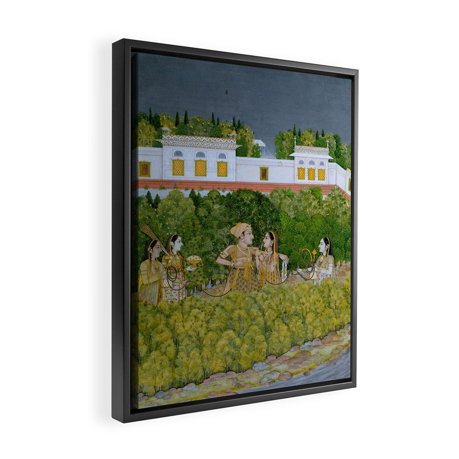 Prince and Ladies in a Garden  Nidha Mal Indian Framed Canvas Print Gallery Image 2