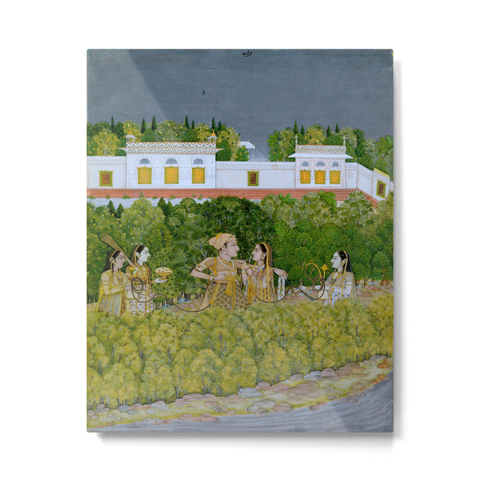 Prince and Ladies in a Garden  Nidha Mal Indian Metal Print Gallery Image 1