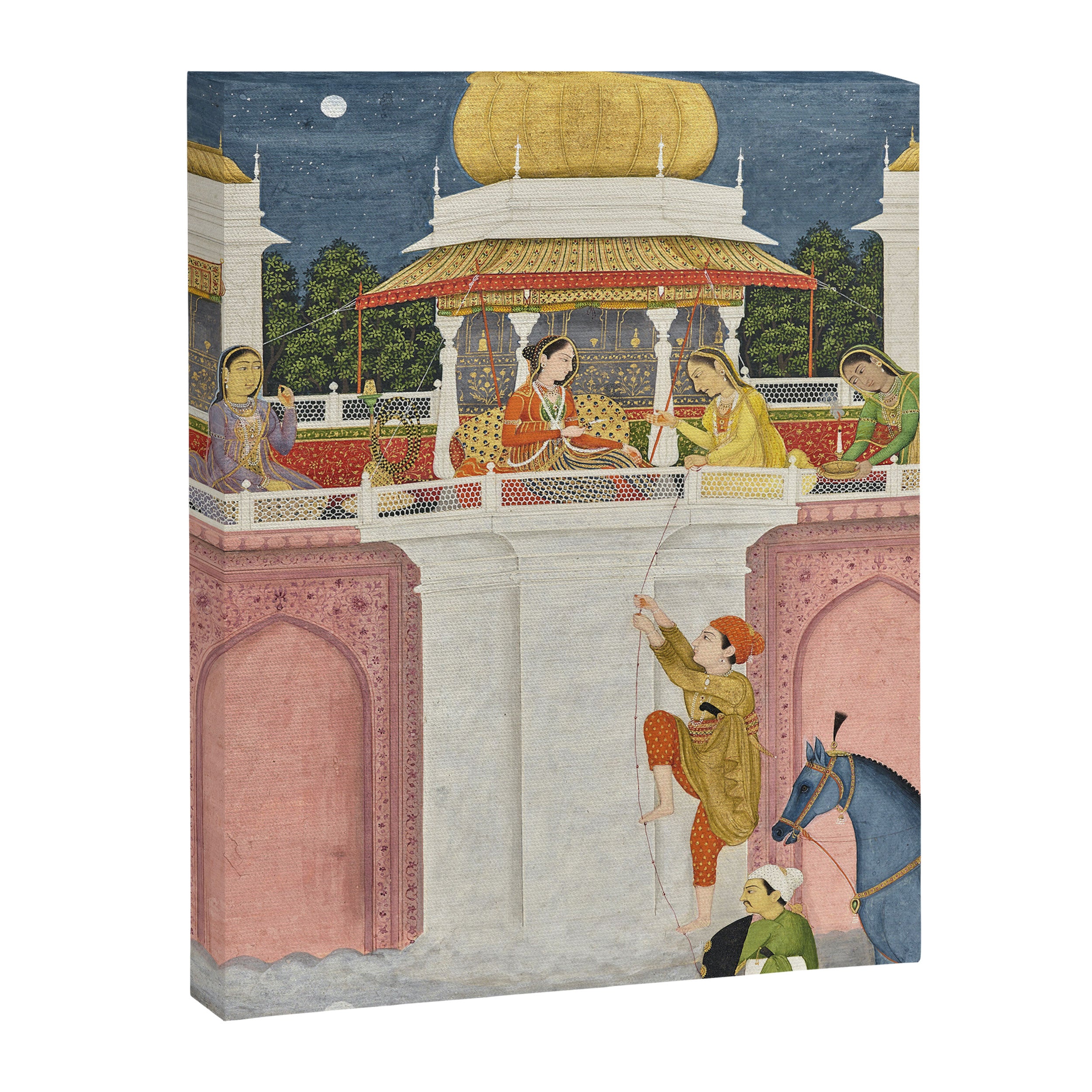PRINCE CLIMBING TO HIS BETROTHED PROPERTY INDIA 18TH CENTURY  Canvas Print Gallery Image 8