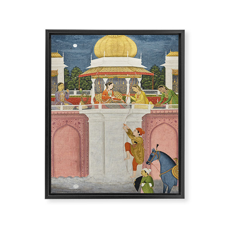 PRINCE CLIMBING TO HIS BETROTHED PROPERTY INDIA 18TH CENTURY  Framed Canvas Print Gallery Image 8