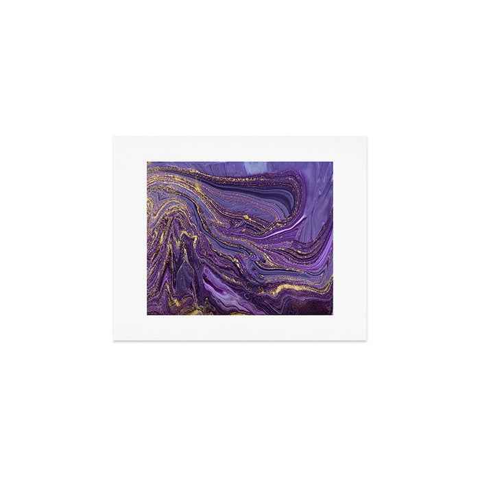 Purple Marble Glitter Gold Fluid Painting Pouring Jupiter Surface Glamorous Shiny Metallic Accents Art Print Gallery Image 1
