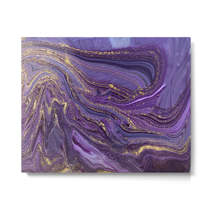 Purple Marble Glitter Gold Fluid Painting Pouring Jupiter Surface Glamorous Shiny Metallic Accents Metal Print Gallery Image 1
