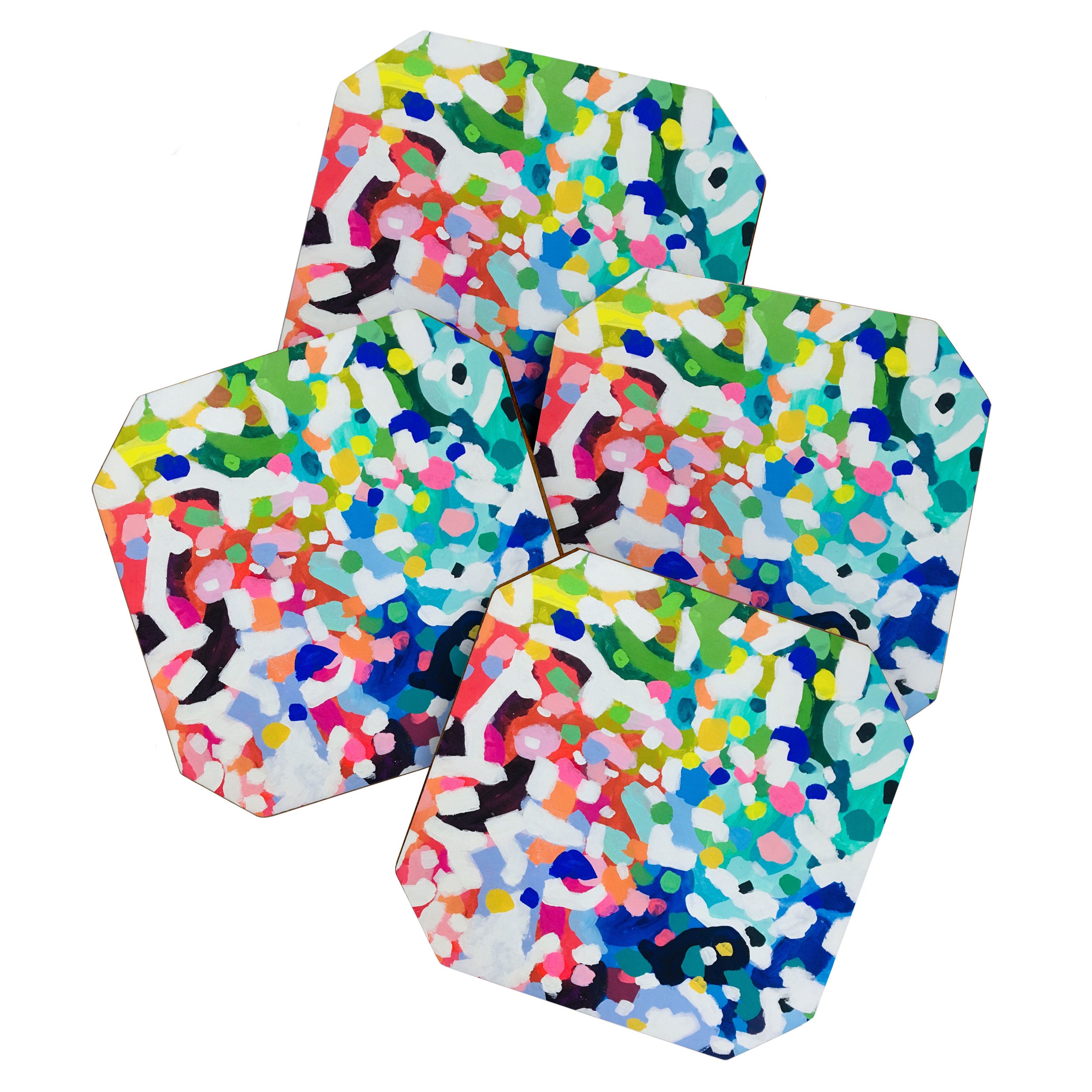 Rainbow Kaleidoscope by Ejaaz Haniff Colorful Art Abstract Painting Acrylic Painting Fun Shapes Pattern Coaster Gallery Image 1