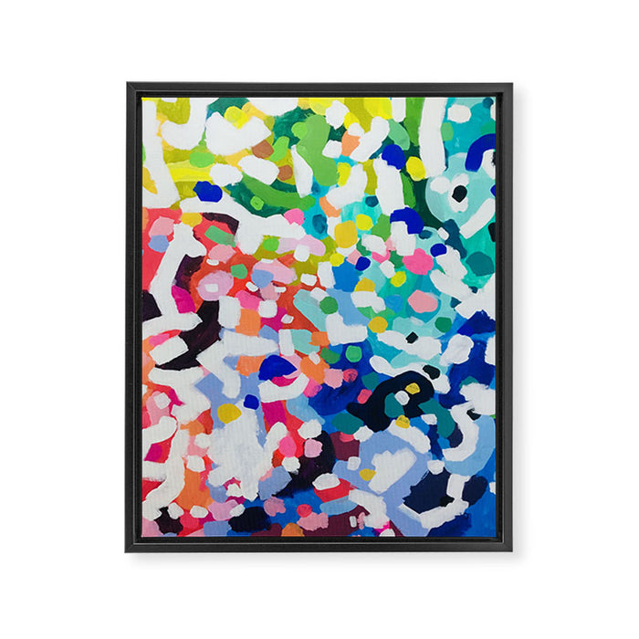 Rainbow Kaleidoscope by Ejaaz Haniff Colorful Art Abstract Painting Acrylic Painting Fun Shapes Pattern Framed Canvas Print Gallery Image 1