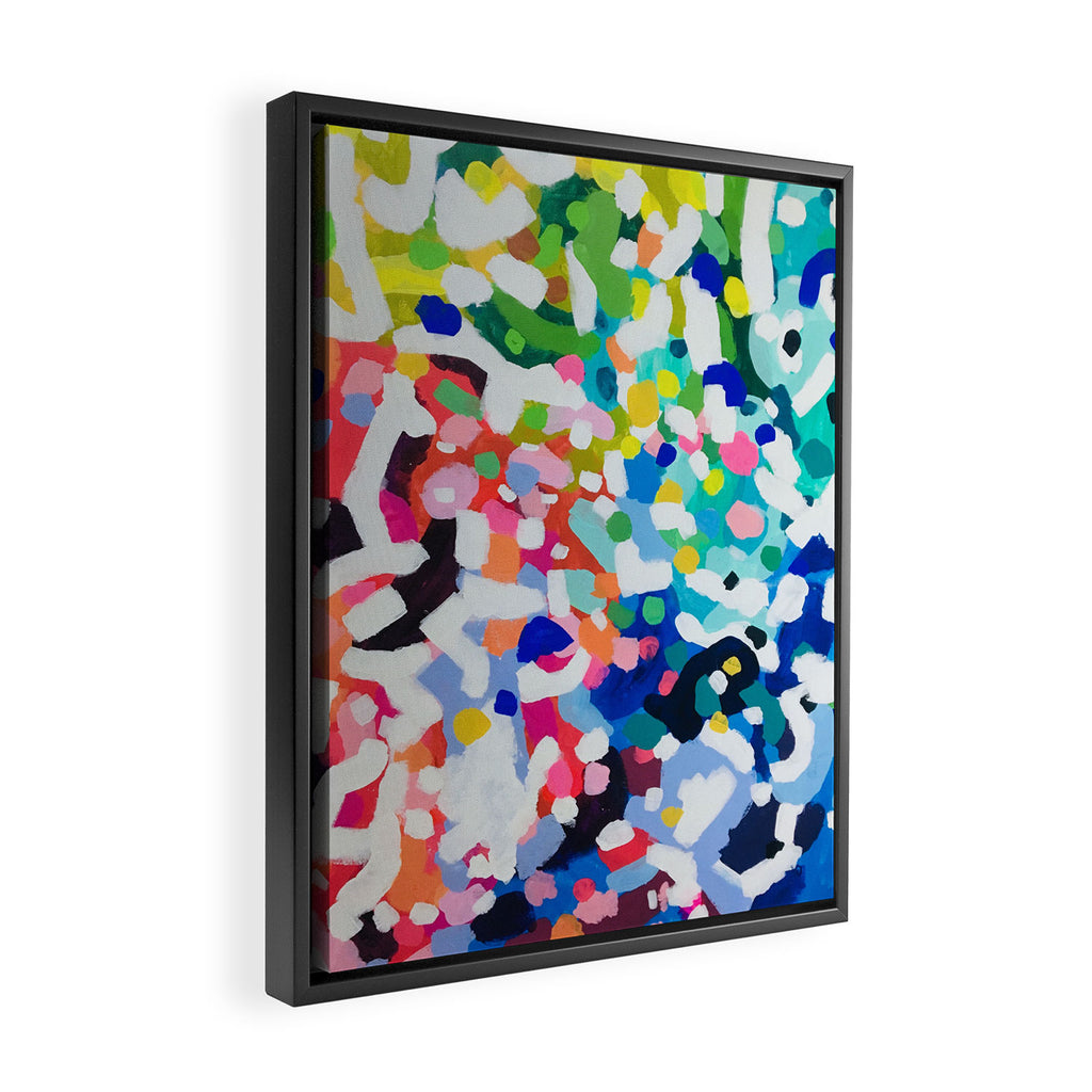 Rainbow Kaleidoscope by Ejaaz Haniff Colorful Art Abstract Painting Acrylic Painting Fun Shapes Pattern Framed Canvas Print Gallery Image 2