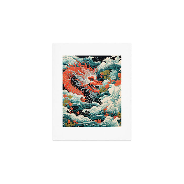 Red Chinese Water Dragon Art Print Gallery Image 1
