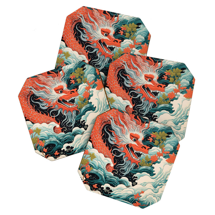 Red Chinese Water Dragon Coaster Gallery Image 1