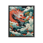 Red Chinese Water Dragon Framed Canvas Print Gallery Image 6