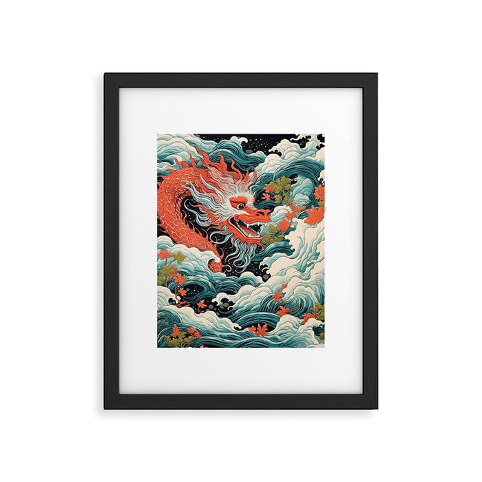 Red Chinese Water Dragon Framed Art Print Gallery Image 1