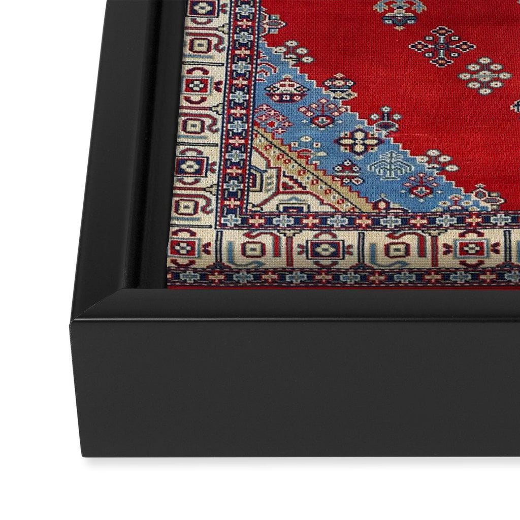 Red Diamond Blue Bluffs Kazak Persian Handmade Rugs  Framed Canvas Print Gallery Image 3