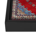 Red Diamond Blue Bluffs Kazak Persian Handmade Rugs  Framed Canvas Print Gallery Image 3