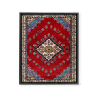 Red Diamond Blue Bluffs Kazak Persian Handmade Rugs  Framed Canvas Print Gallery Image 6