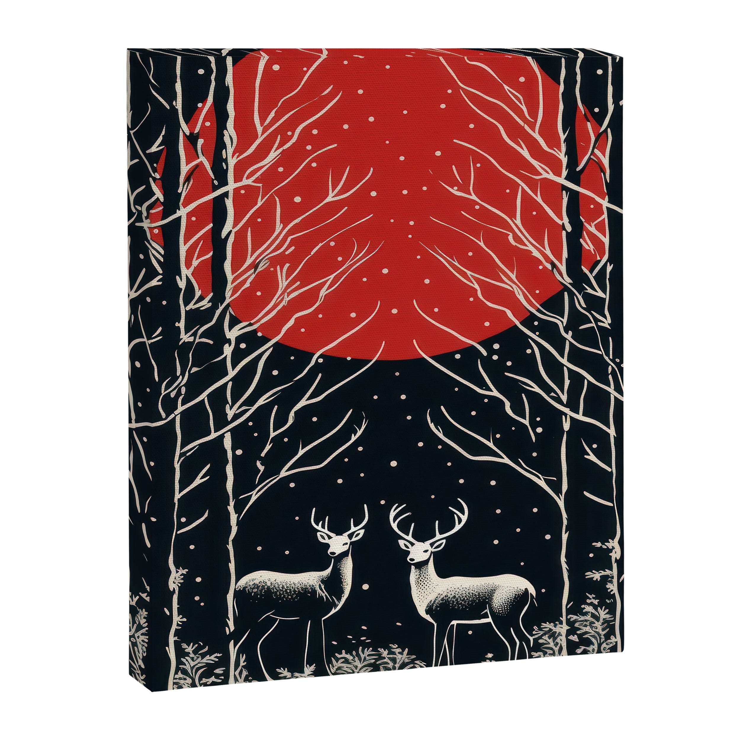 Red Moon Deer Pair Canvas Print Gallery Image 6