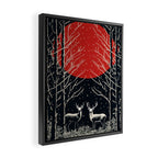 Red Moon Deer Pair Framed Canvas Print Gallery Image 2
