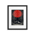 Red Moon Deer Pair Framed Art Print Gallery Image 5