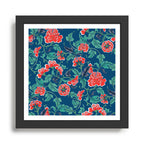 Red Peony Navy Framed Art Print Gallery Image 1