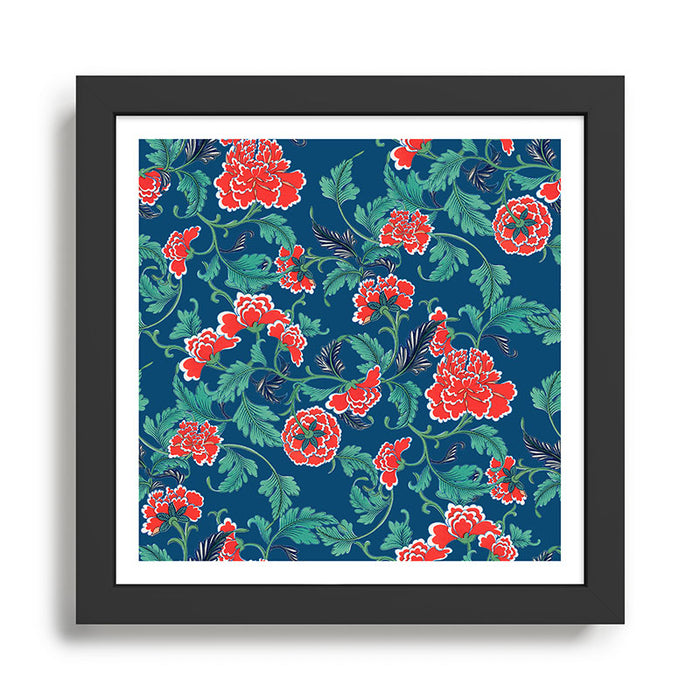 Red Peony Navy Framed Art Print Gallery Image 1